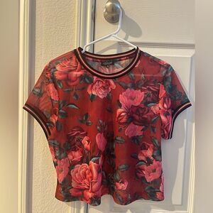 CoolCat Sheer Floral Mesh Top - Size XS